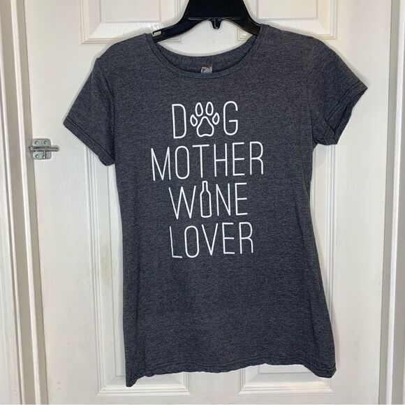 Dog Mother Wine Lover Gray Tee Size Medium - Picture 5 of 9